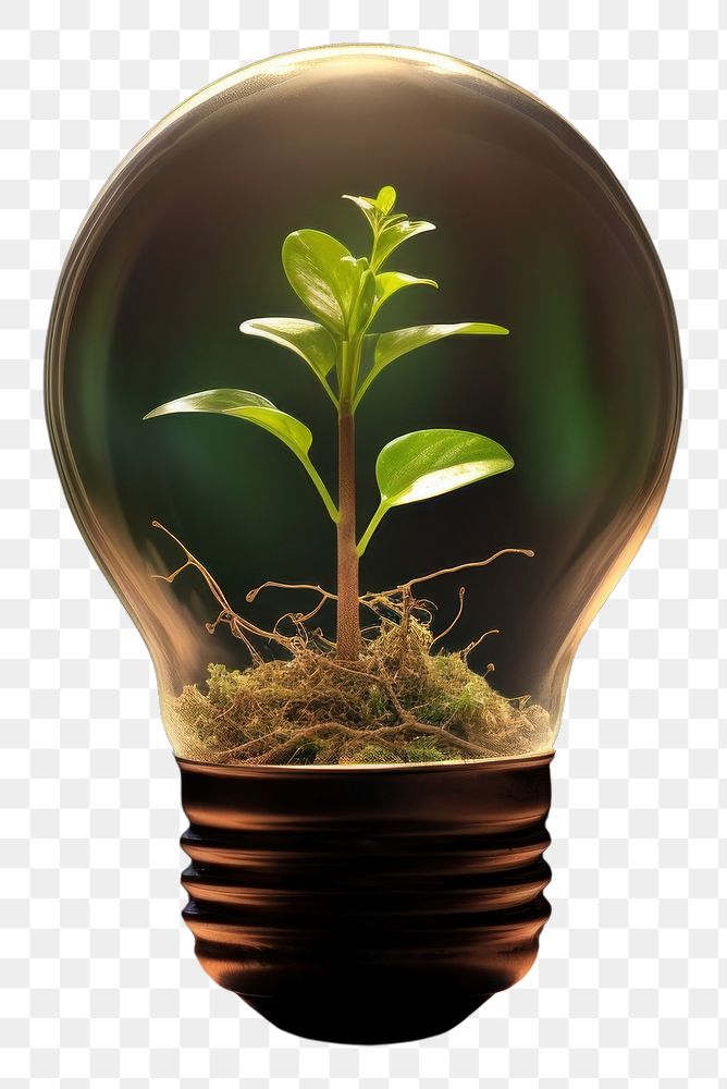PNG  Light bulb with sprout lightbulb innovation plant.