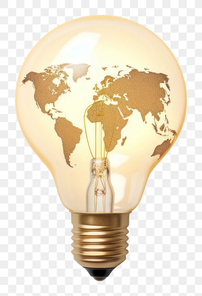 PNG  Light bulb with world map lightbulb innovation lamp.