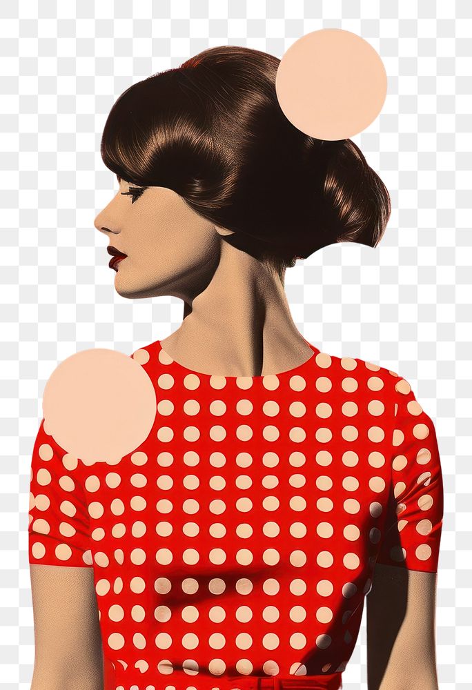 PNG Collage Retro dreamy woman pattern adult red.