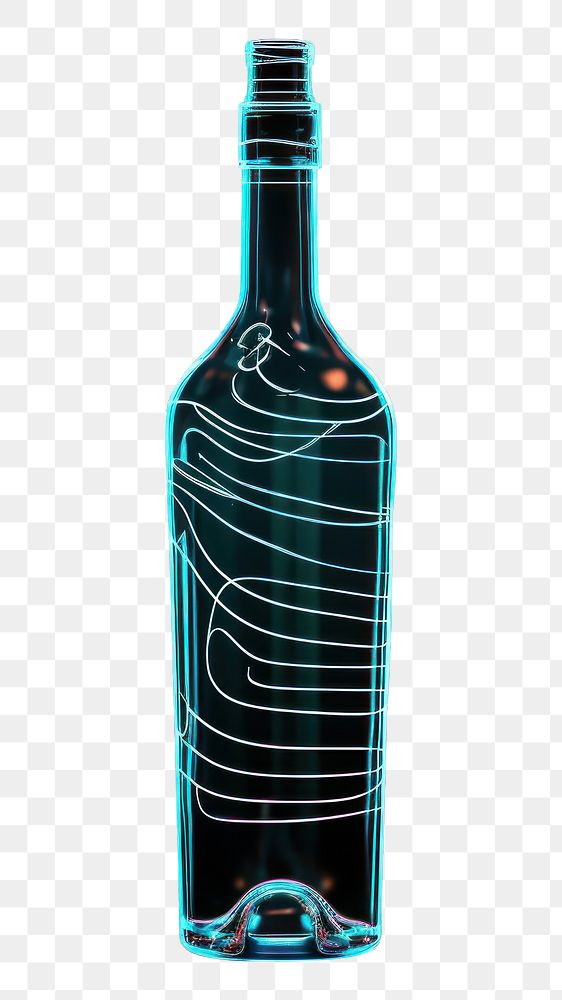 PNG  Wine bottle icon neon light glass drink illuminated.