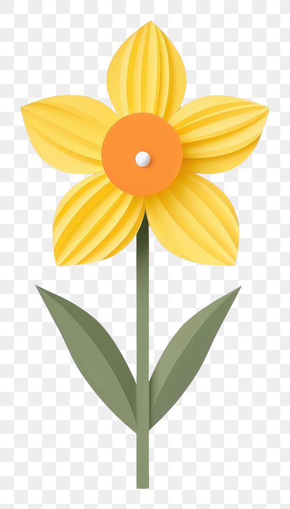 PNG  Paper cutout illustration daffodil flower plant white background.