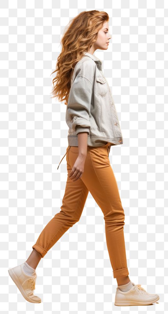 PNG A teenager girl walking in studio footwear shoe hairstyle.