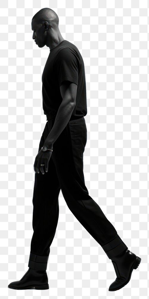 PNG A black pain man walking footwear standing.