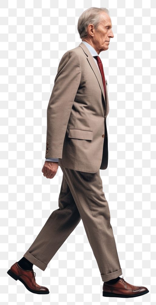 PNG A senior man walking in studio wearing suit blazer tuxedo adult.