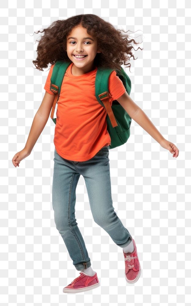 PNG Primary school girl portrait backpack smile.