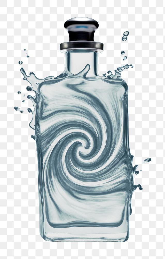 PNG Spiral liquid perfume bottle white background. AI generated Image by rawpixel.