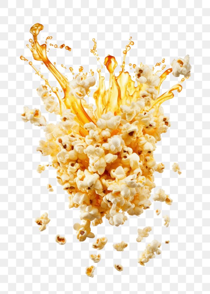 PNG Popcorn food white background splattered. AI generated Image by rawpixel.
