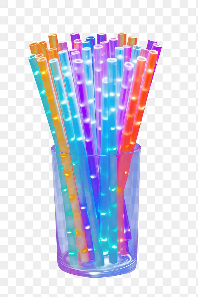 PNG  Plastic straw light illuminated refreshment. AI generated Image by rawpixel.