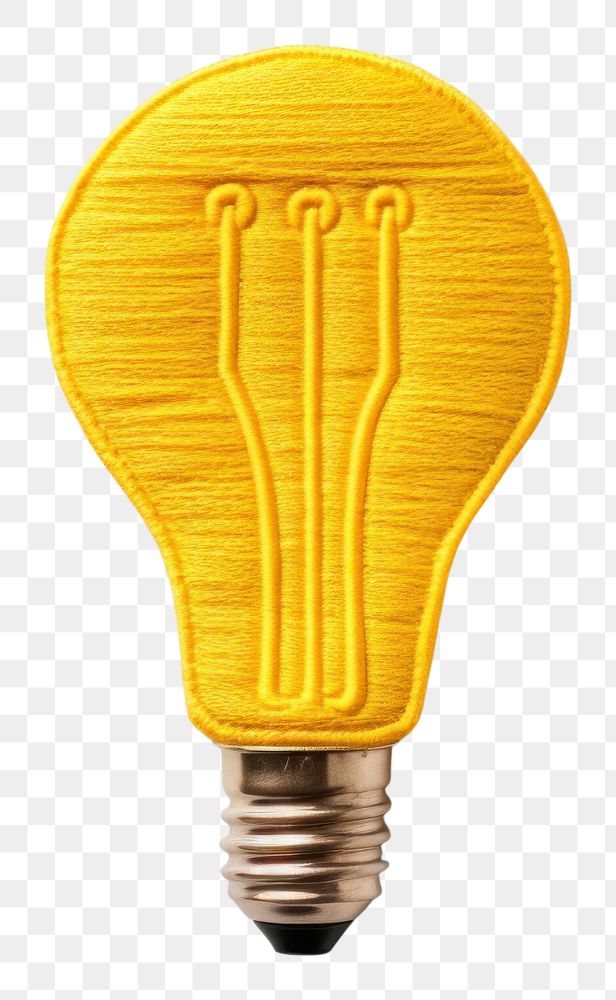 PNG A yellow Light bulb in embroidery style lightbulb innovation simplicity.
