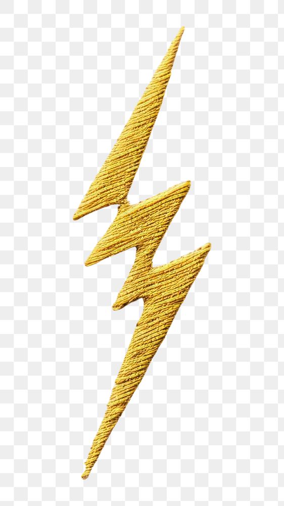 PNG Lightning icon in embroidery style electricity weaponry yellow.