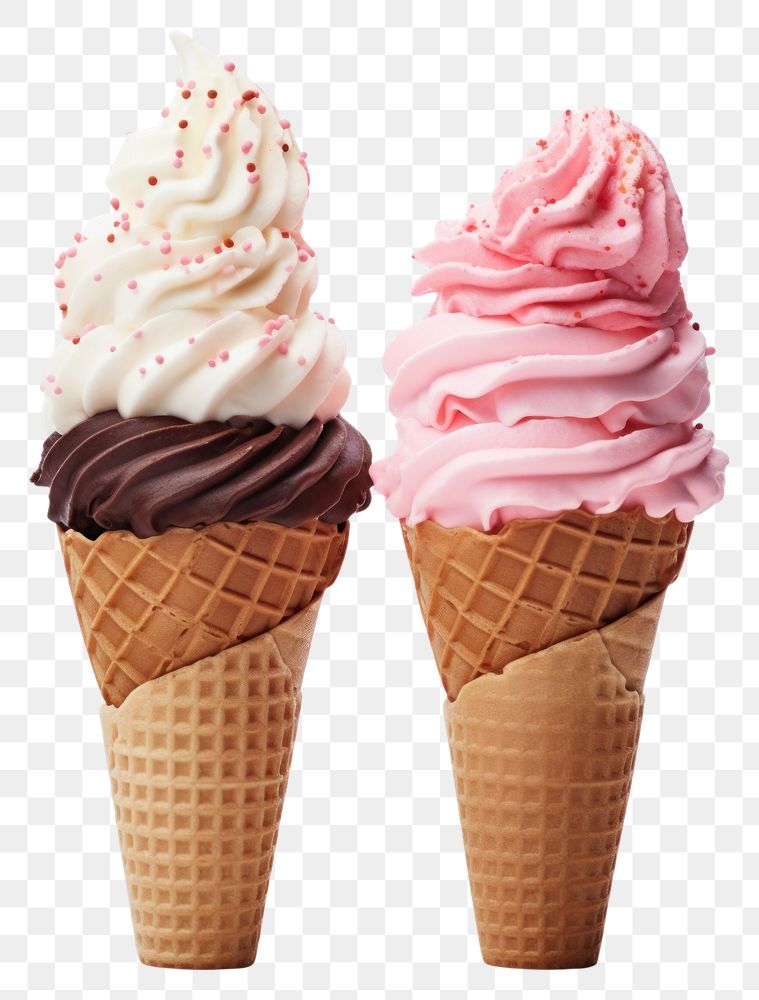PNG Soft serve ice cream cones dessert food white background.