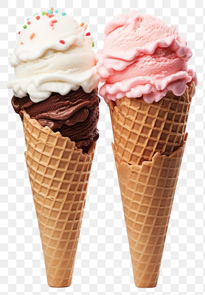 PNG Soft serve ice cream cones dessert food white background.