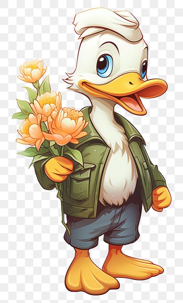 PNG  Duck outdoors cartoon drawing. AI generated Image by rawpixel.
