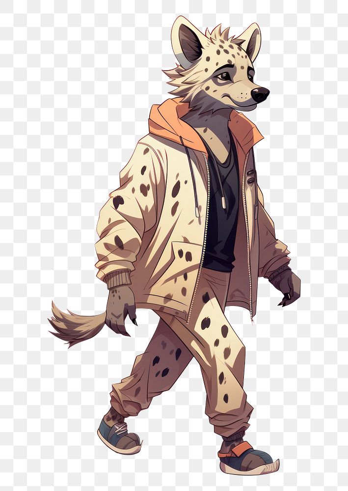 PNG  Hyena raccoon walking mammal. AI generated Image by rawpixel.