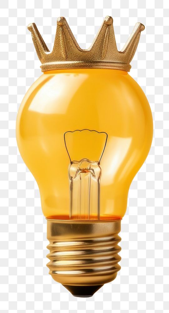 PNG  Light bulb with gold crown lightbulb innovation yellow.