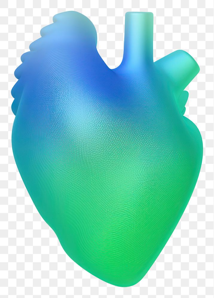 PNG  Abstract blurred gradient illustration human heart green blue cosmetics.