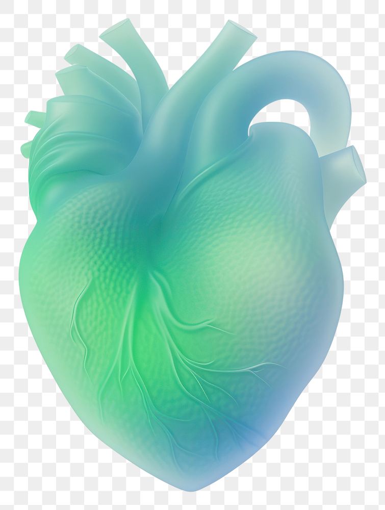PNG  Abstract blurred gradient illustration human heart green blue creativity.