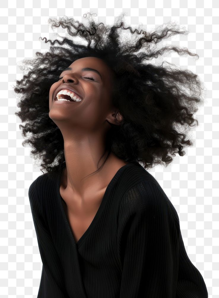 PNG A laughing black woman smile happiness adult.