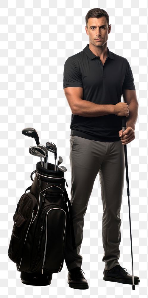 PNG Holding golf club portrait sports player.