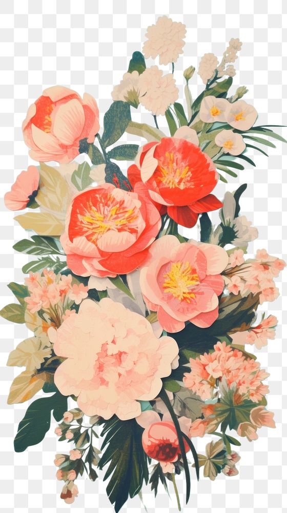 PNG Flower bouquet art painting pattern.