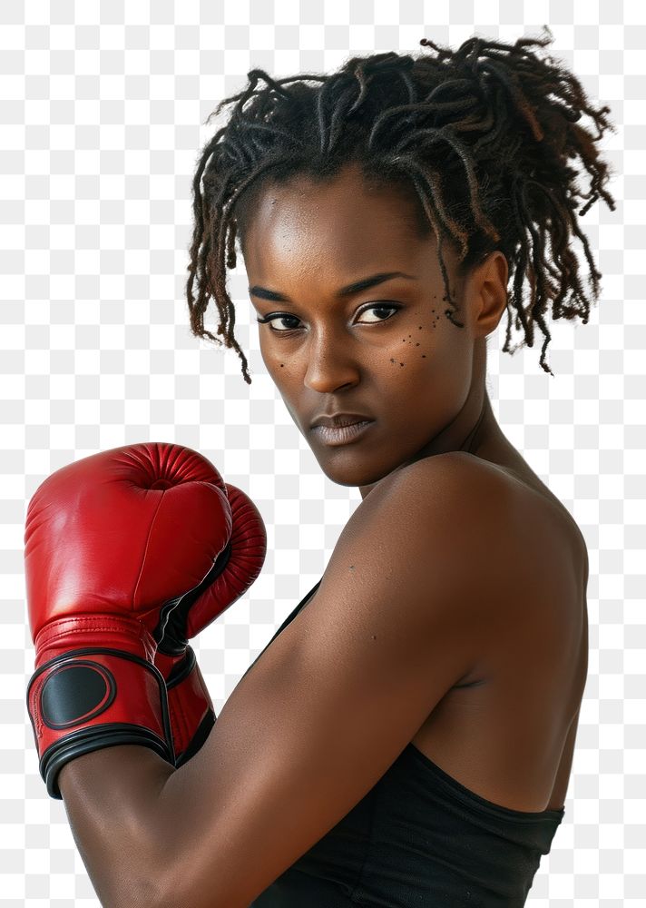 PNG A black woman punching portrait boxing.