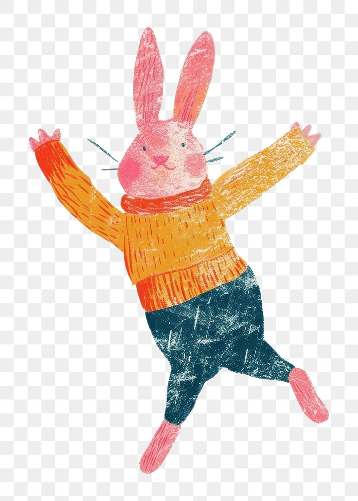 PNG A Happy rabbit celebrating art painting easter.