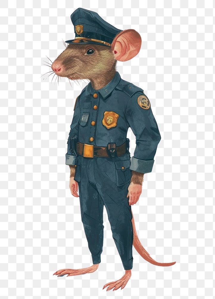PNG Police rat in person character animal mammal adult.