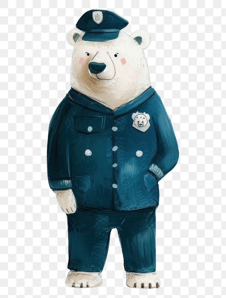 PNG Police polar bear in person character mammal toy representation.