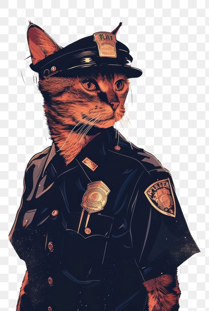 PNG Police cat in person character portrait adult art.