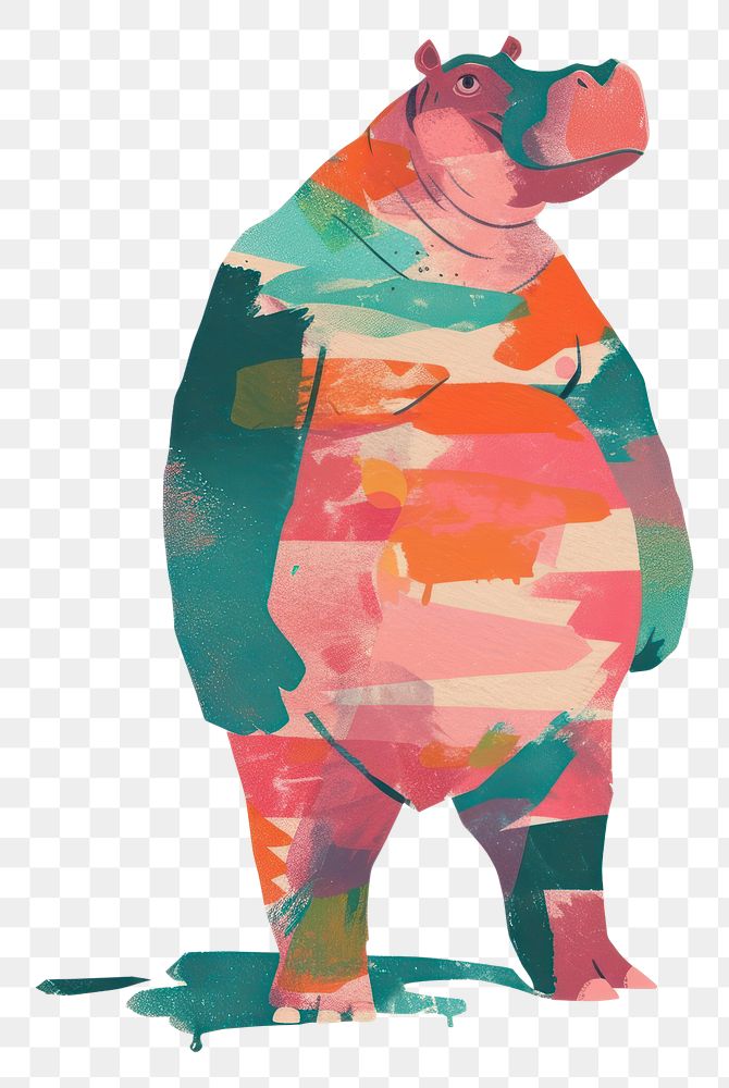 PNG Hippopotamus in person character mammal art representation.