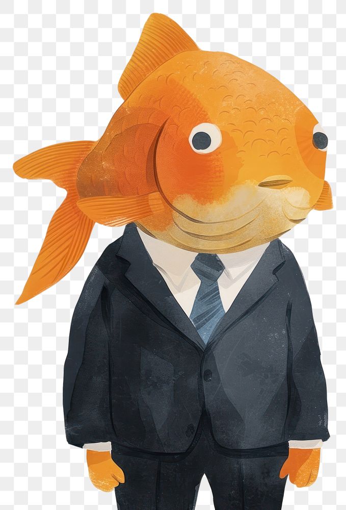 PNG Cute Goldfish wear business suit goldfish animal anthropomorphic.