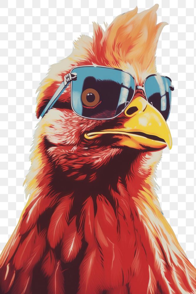 PNG  A chicken sunglasses animal bird.