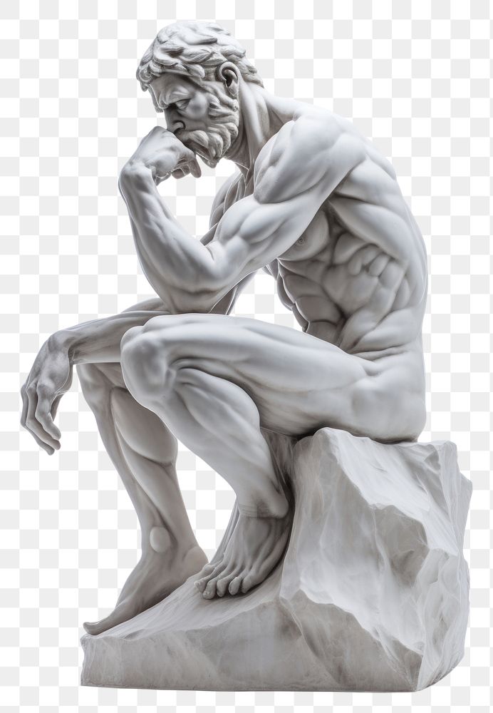 PNG The thinker statue sculpture art white background.