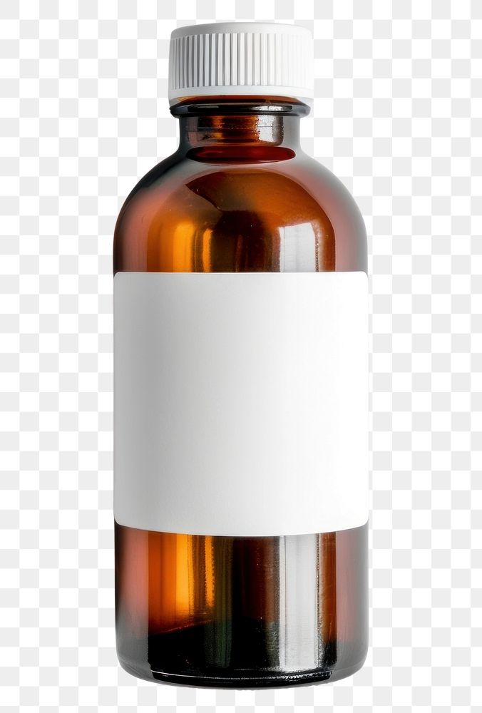 PNG Brown chemical bottle mockup label container drinkware.