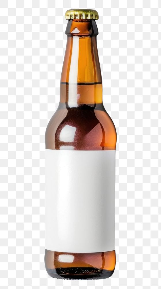 PNG Beer bottle mockup label drink gray.