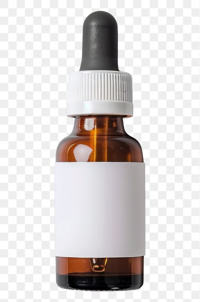 PNG Injection bottle mockup label container cosmetics.