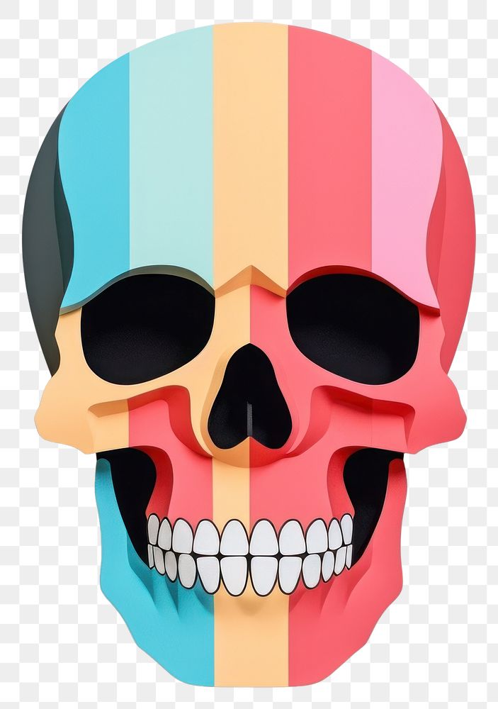 PNG Skull representation creativity striped.