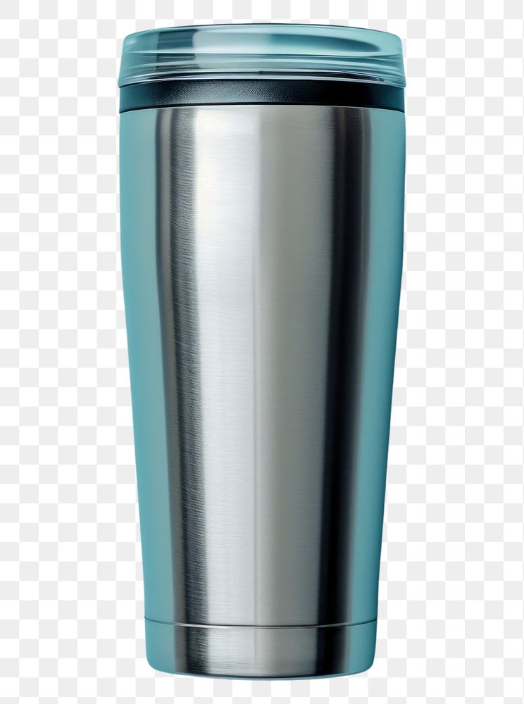 PNG Stainless tumbler mockup refreshment drinkware cylinder.