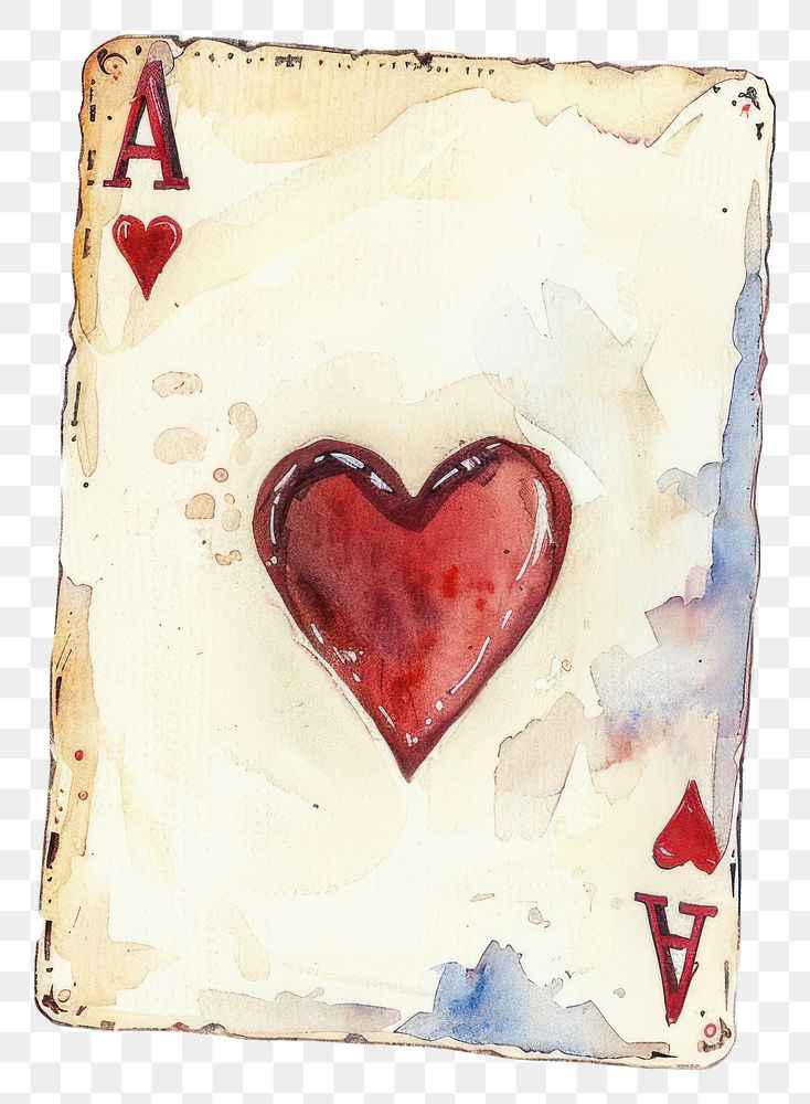 PNG Watercolor illustration of A of deck cards creativity recreation.