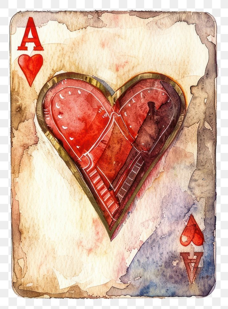 PNG Watercolor illustration of Q of deck cards creativity gambling.