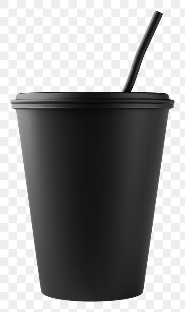 PNG 3d render of drink matte black material cup white background refreshment.