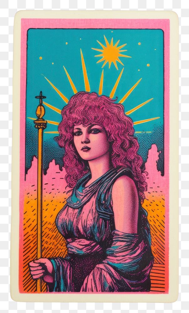 PNG Tarot card Risograph style painting adult art.