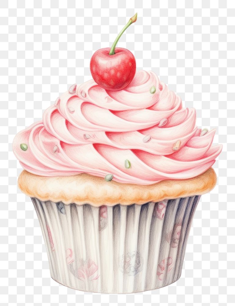 PNG Painting of cupcake dessert icing cream.