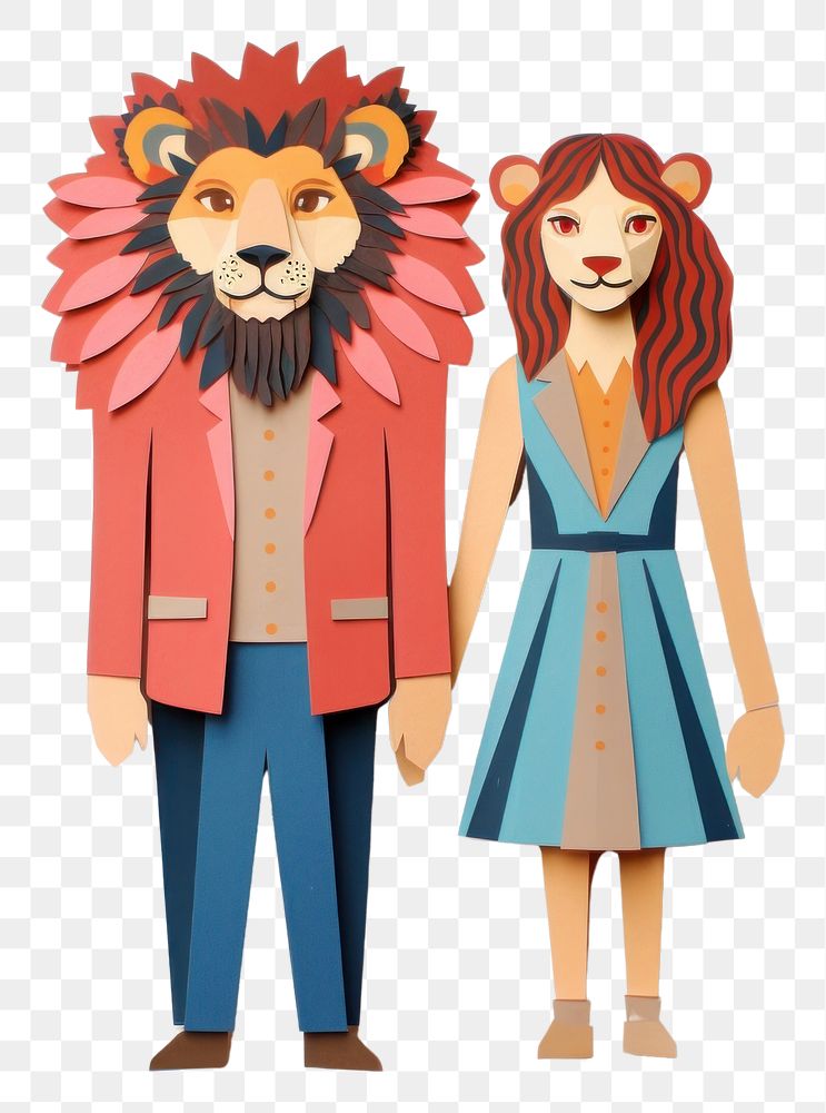 PNG Couple Lion costume craft art.