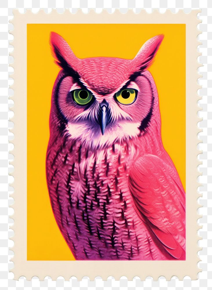 PNG  Owl Risograph style animal bird representation.