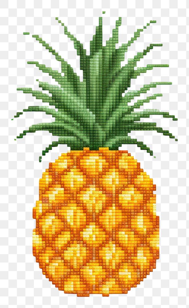 PNG  Cross stitch pineapple fruit plant food.