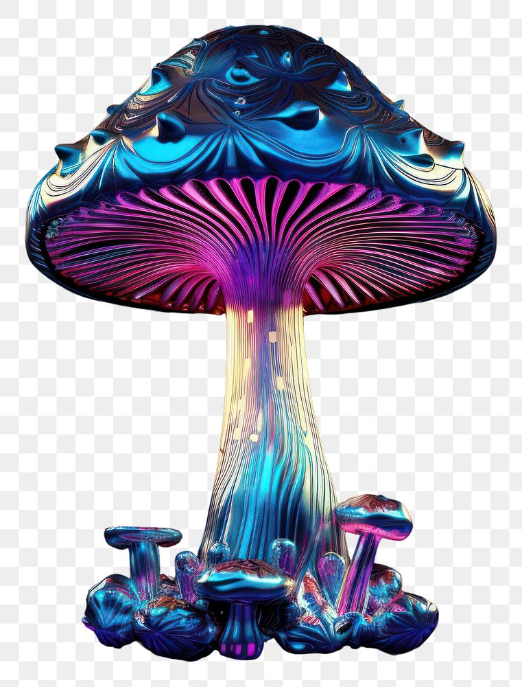 PNG Neon 1 tall mushroom fungus purple light.