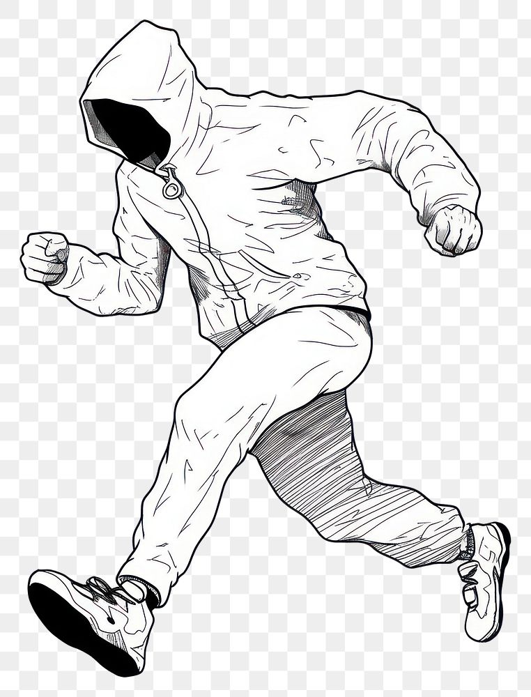 PNG Outline sketching illustration of a Robber running footwear drawing cartoon.