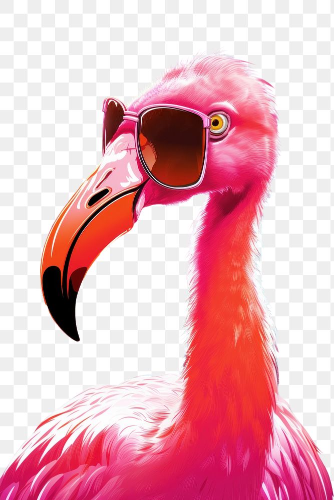 PNG Airbrush art a flamingo animal bird beak.