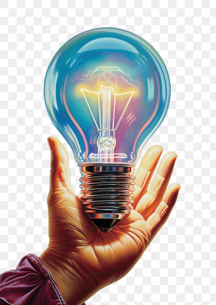 PNG Hand holding light bulb lightbulb electricity illuminated.
